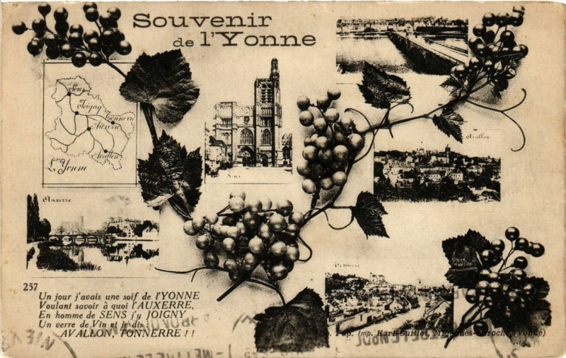 Carte postale ancienne Souvenir de l'Yonne