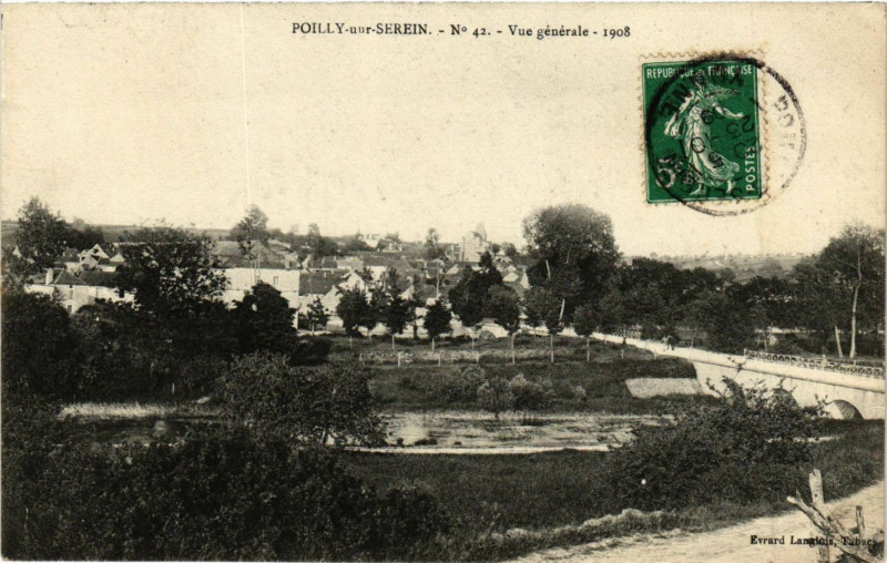 Carte postale ancienne Poilly-sur-Serein - Vue générale 1908 à Poilly-sur-Serein