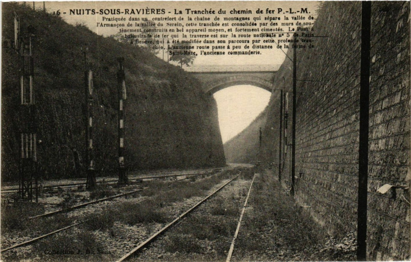 Carte postale ancienne Nuits-sous-Ravieres - La Tranchée du chemin de fer P.-L.-M. à Nuits