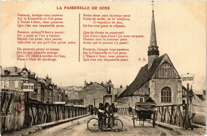 Carte postale ancienne La Passerelle de Sens à Sens