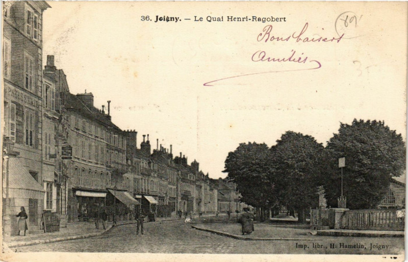 Carte postale ancienne Joigny - Le Quai Henri-Ragobert à Joigny