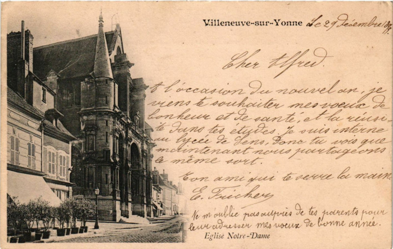 Carte postale ancienne Villeneuve-sur-Yonne - Eglise N.-D. à Villeneuve-sur-Yonne