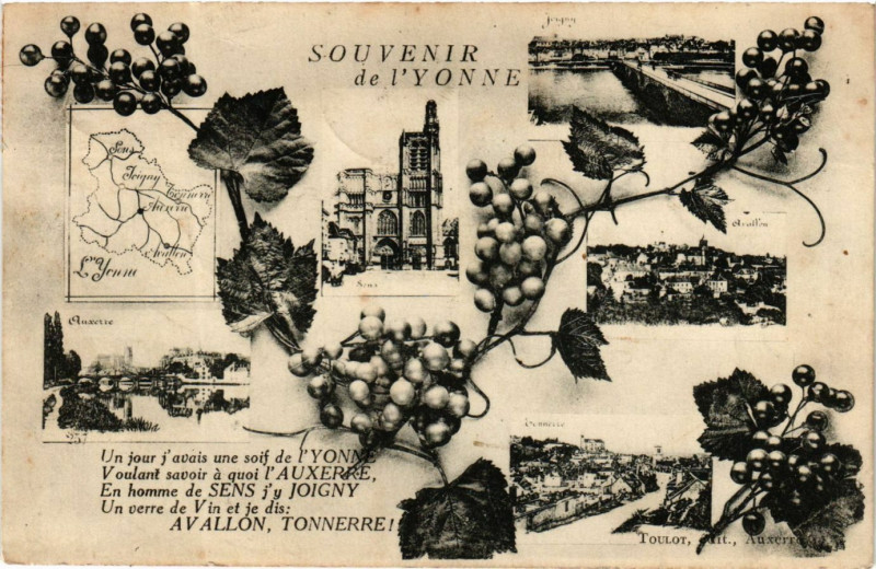 Carte postale ancienne Souvenir de l'Yonne
