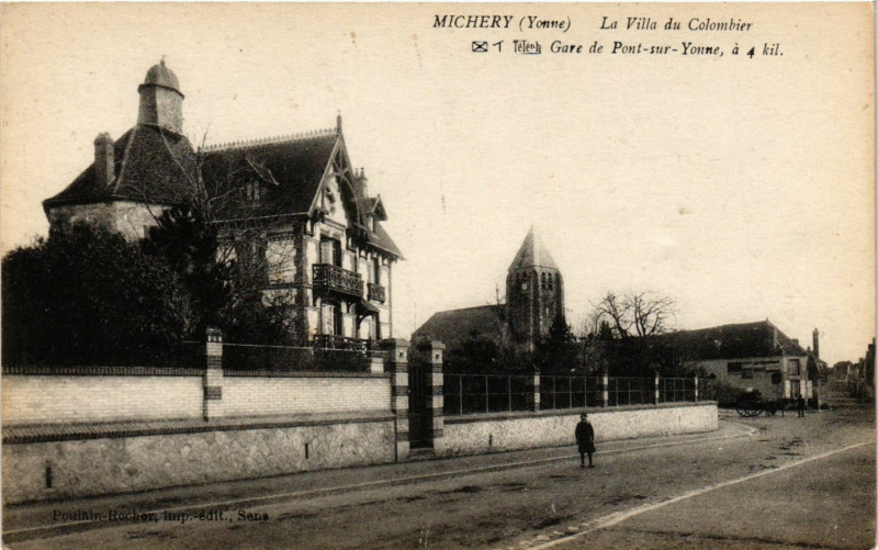 Carte postale ancienne Michery - La Villa du Colombier - Gare de Pont-sur-Yonne à Michery