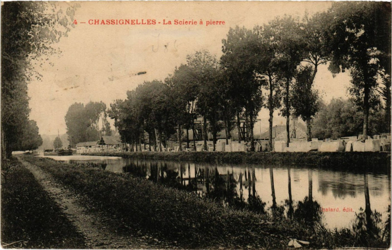 Carte postale ancienne Chassignelles - La Scierie a pierre à Chassignelles
