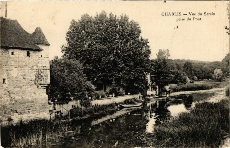 Carte postale ancienne Chablis - Vue du Serein prise du Pont à Chablis