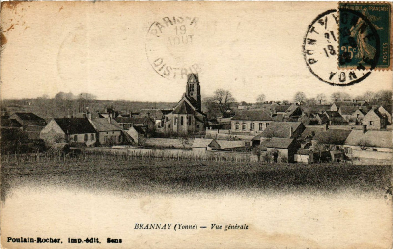 Carte postale ancienne Brannay - Vue générale à Brannay