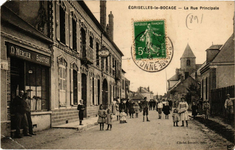 Carte postale ancienne Egriselles-le-Bocage - La Rue Principale à Égriselles-le-Bocage
