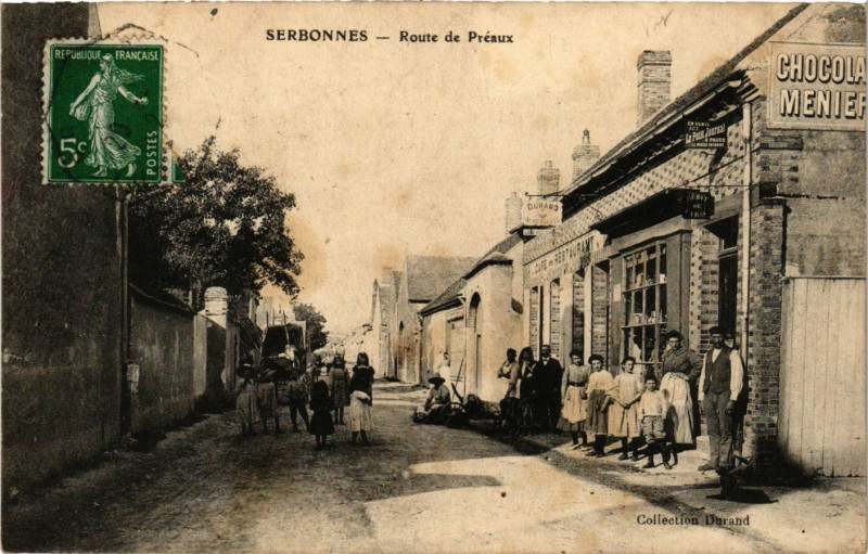 Carte postale ancienne Serbonnes - Route de Preaux à Serbonnes