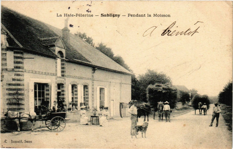 Carte postale ancienne La Hale-Pelerine - Subligny - Pendant la Moisson à Subligny