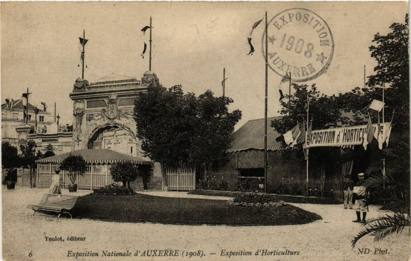 Carte postale ancienne Expo Nationale d'Auxerre (1908) - Expo d'Horticulture à Auxerre