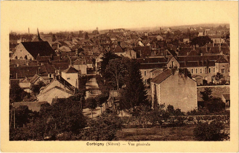 Carte postale ancienne Corbigny Vue générale Nievre à Corbigny