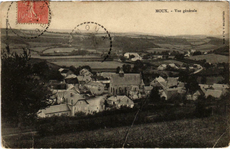 Carte postale ancienne Moux Vue générale Nievre