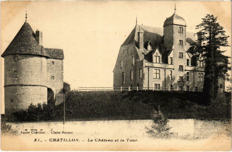 Carte postale ancienne Chatillon Le Chateau et la Tour Nievre
