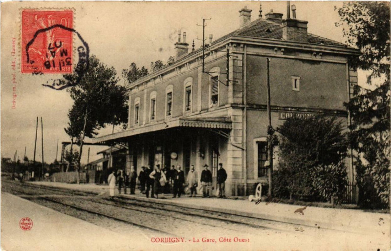 Carte postale ancienne Corbigny La Gare Cote Ouest. à Corbigny