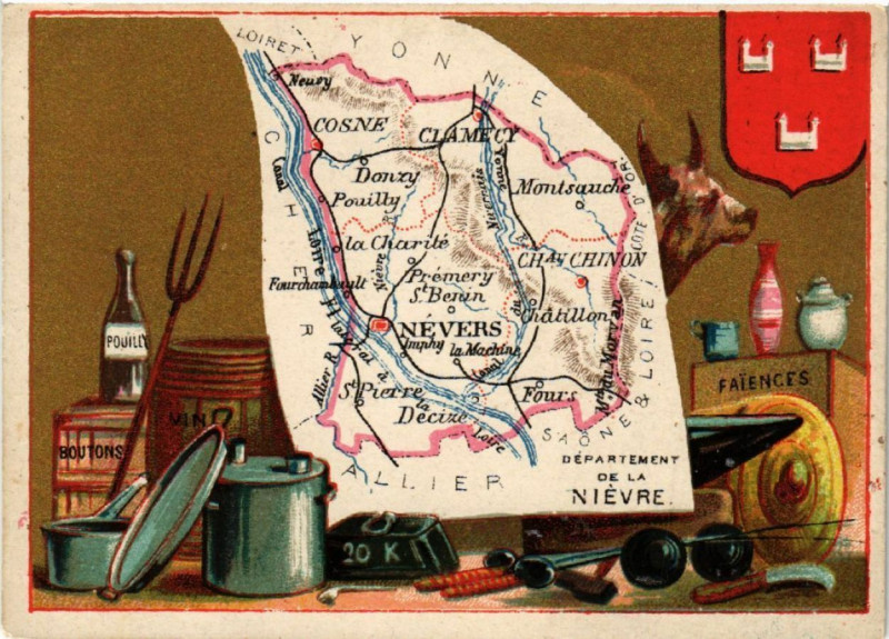 Carte postale ancienne Dep. de la Nievre