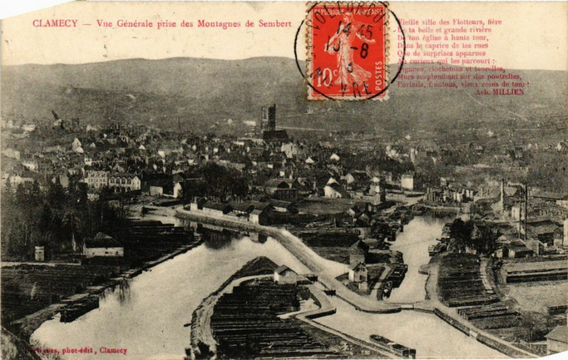 Carte postale ancienne Clamecy - Vue générale des Montagnes de Sembert à Clamecy
