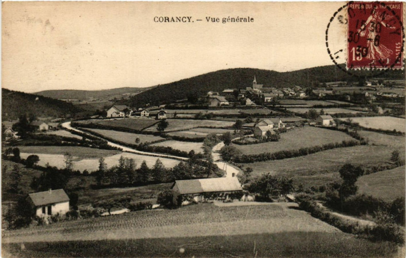 Carte postale ancienne Corancy - Vue générale à Corancy