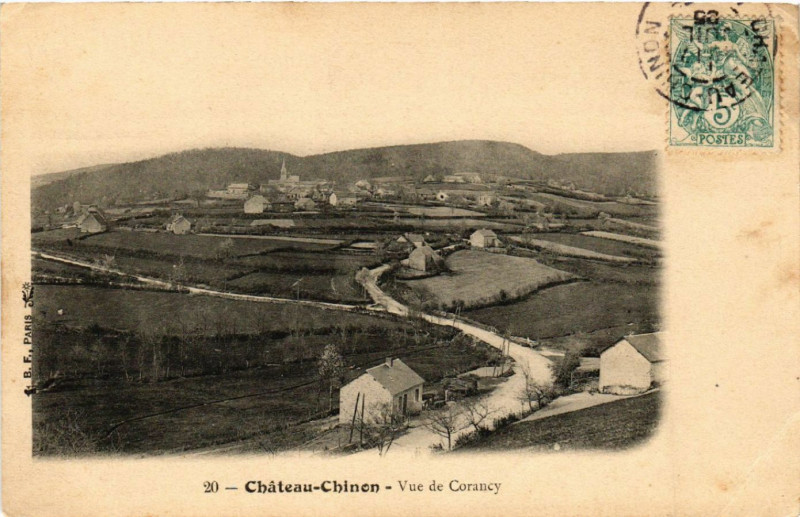 Carte postale ancienne Chateau-Chinon - Vue de Corancy à Corancy