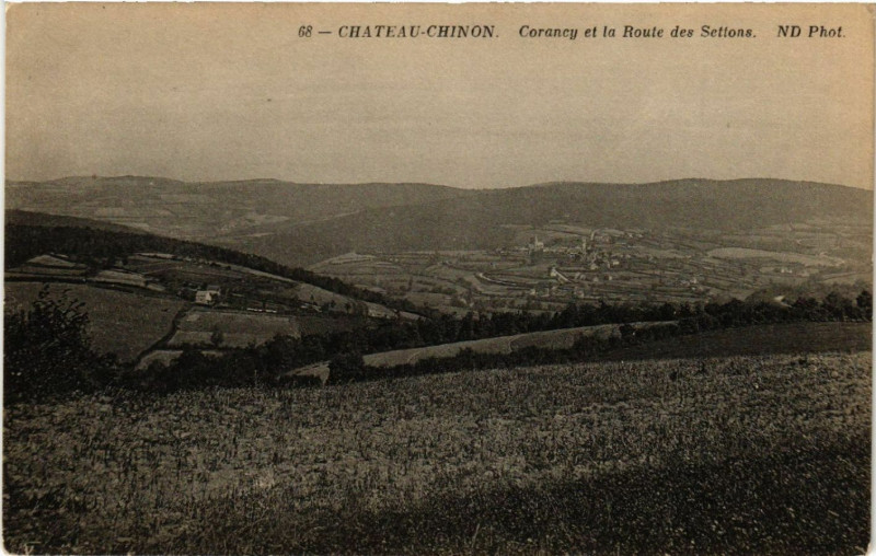Carte postale ancienne Chateau-Chinon - Corancy et la Route des Settons à Corancy