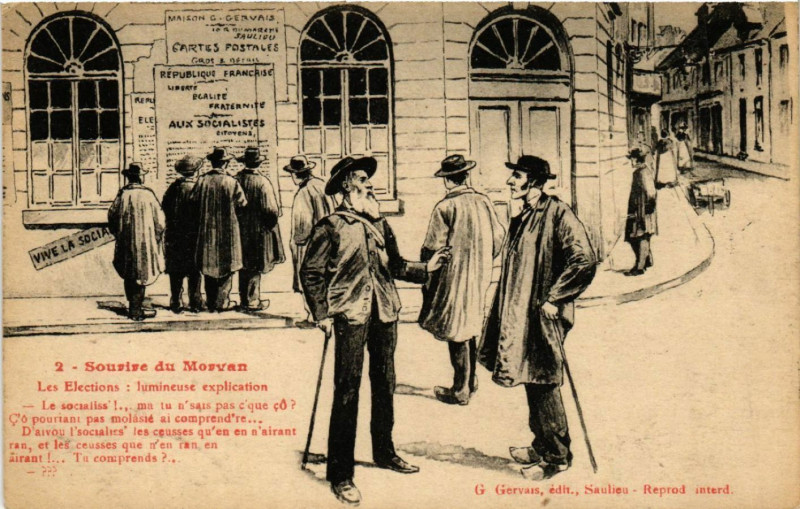 Carte postale ancienne Sourire du Morvan - Les Elections :lumineuse expileation