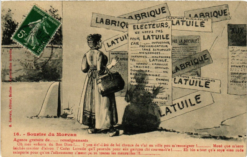 Carte postale ancienne Sourire du Morvan - Agence gratuite de renseignements
