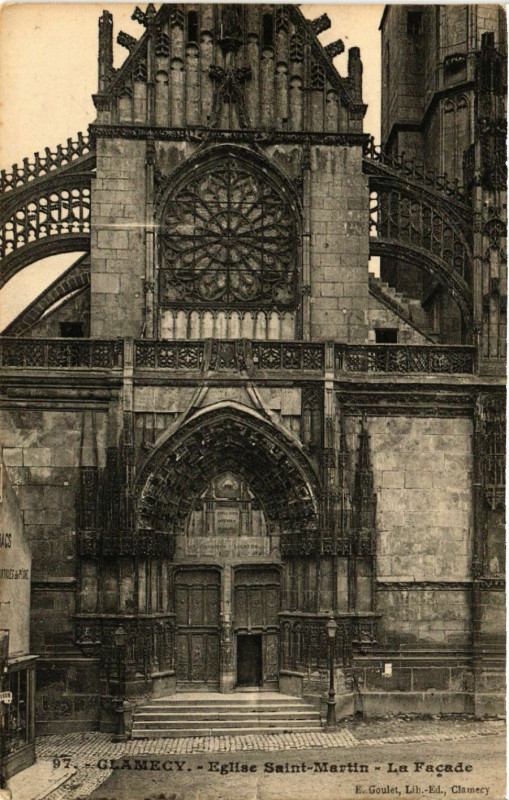 Carte postale ancienne Clamecy - Eglise Sant-Martin - La Facade à Clamecy