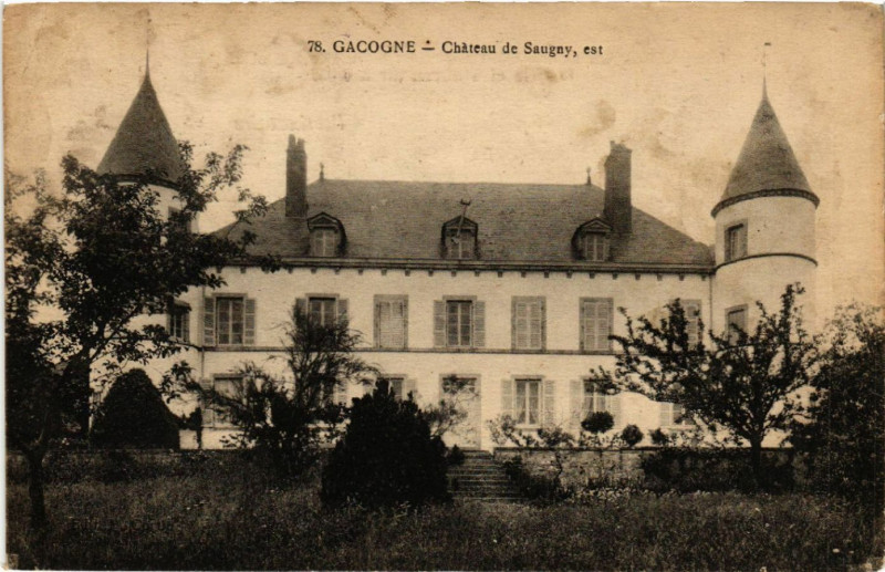 Carte postale ancienne Gacogne - Chateau de Saugny est à Gâcogne