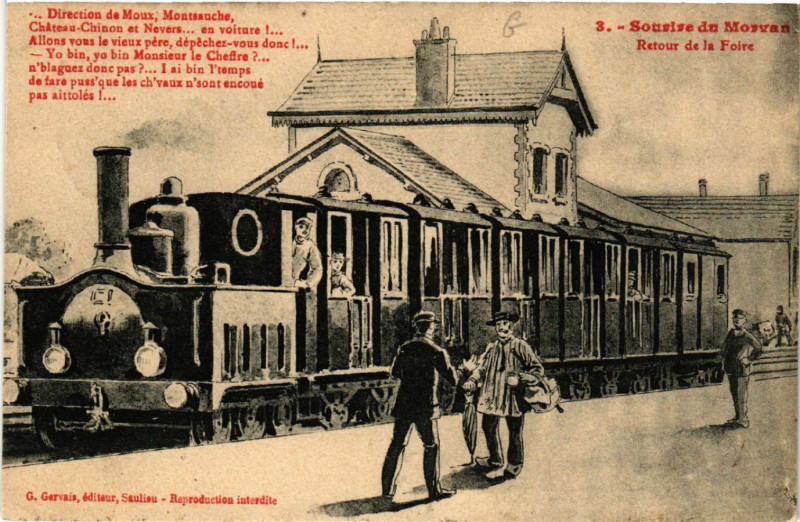 Carte postale ancienne Sourire du Morvan - Retour de la Foire