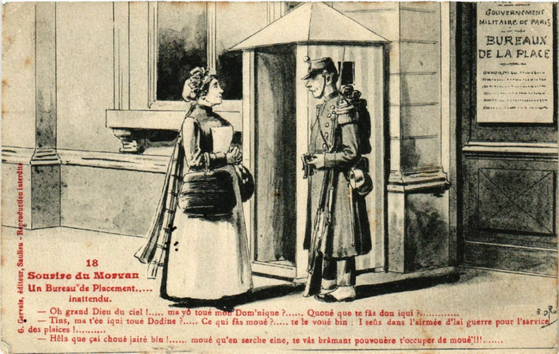 Carte postale ancienne Sourire du Morvan - Un bureau de Placement inuttendu