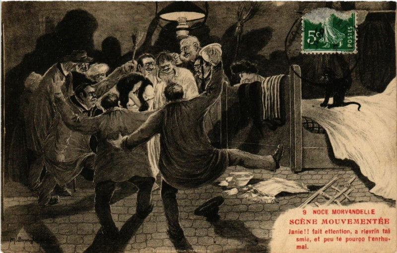 Carte postale ancienne Noce Morvandelle - Scene Mouvementée