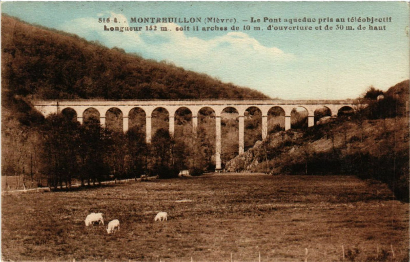 Carte postale ancienne Montebuillon - Le Pont aqueduc pris au teteobjectif...