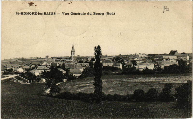 Carte postale ancienne Saint-Honore-les-Bains - Vue générale du Bourg (Sud) à Saint-Honoré-les-Bains