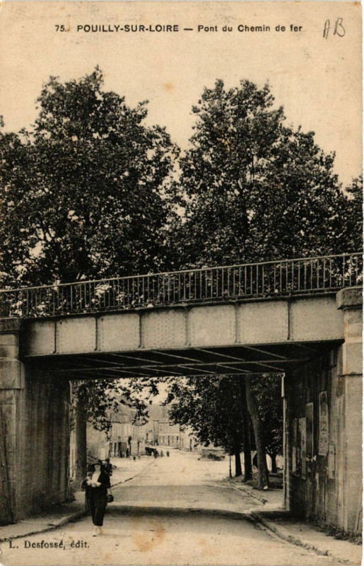 Carte postale ancienne Poully-sur-Loire - Pont du Chemin de fer