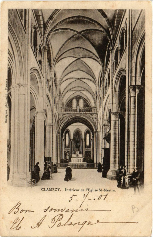 Carte postale ancienne Clamecy - Interieur de l'Eglise Saint-Martin à Clamecy