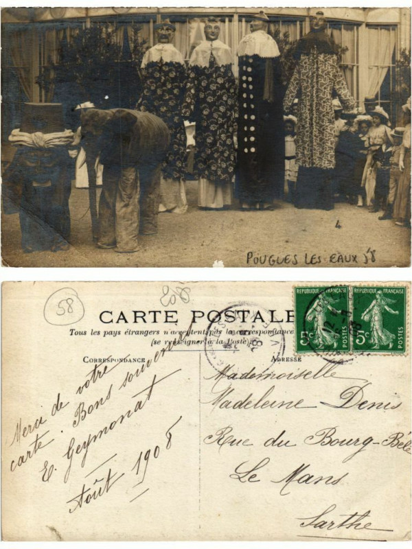 Carte postale ancienne Carte photo Pouges-les-Eaux masquarade