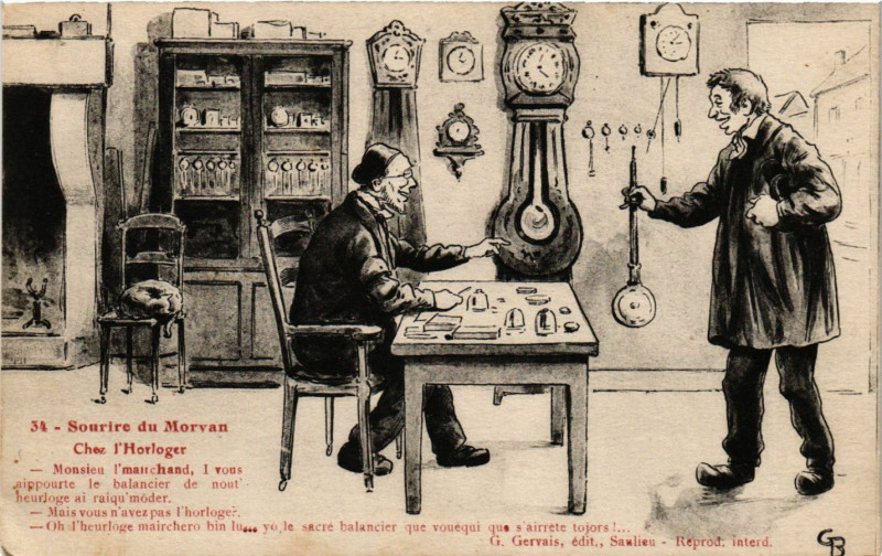 Carte postale ancienne Sourire du Morvan Chez l'Horloger