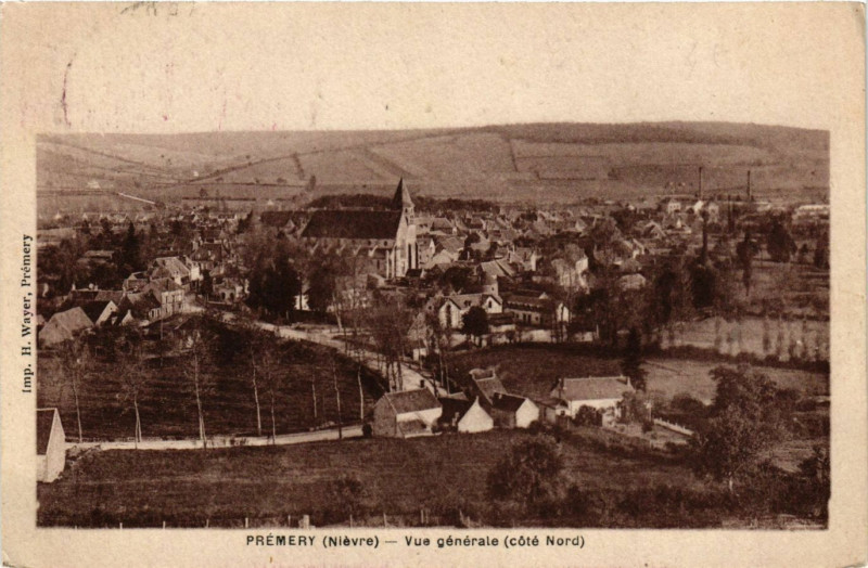 Carte postale ancienne Premery Vue générale à Prémery