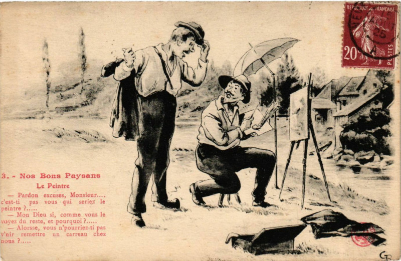 Carte postale ancienne Nos Bons Paysans-Le Peintre