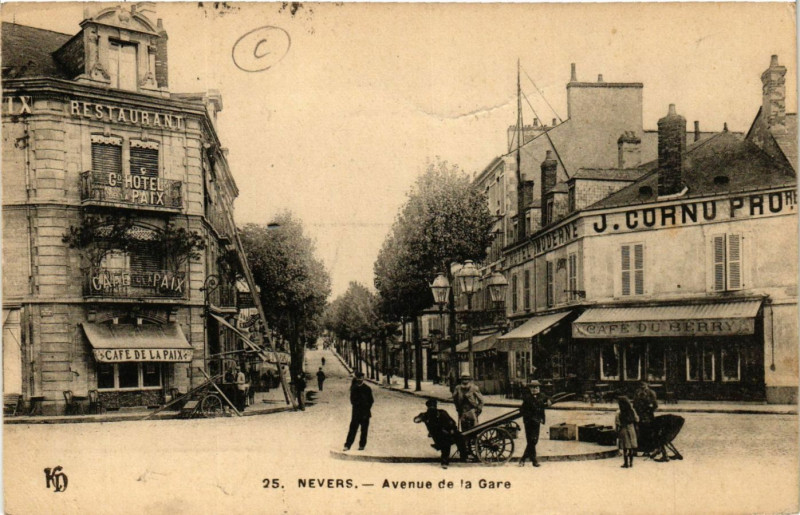 Carte postale ancienne Nevers-Avenue de la Gare à Nevers