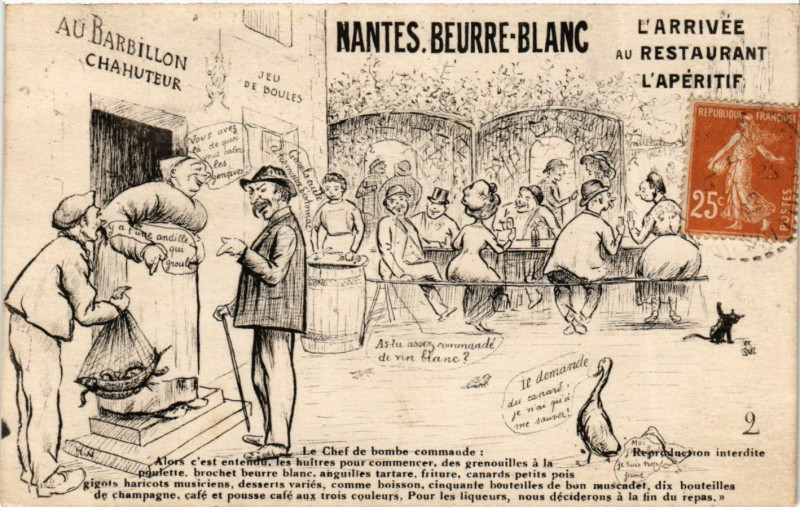 Carte postale ancienne Nantes.Beurre-Blanc L'Arrivée au Restaurant L'Aperitif