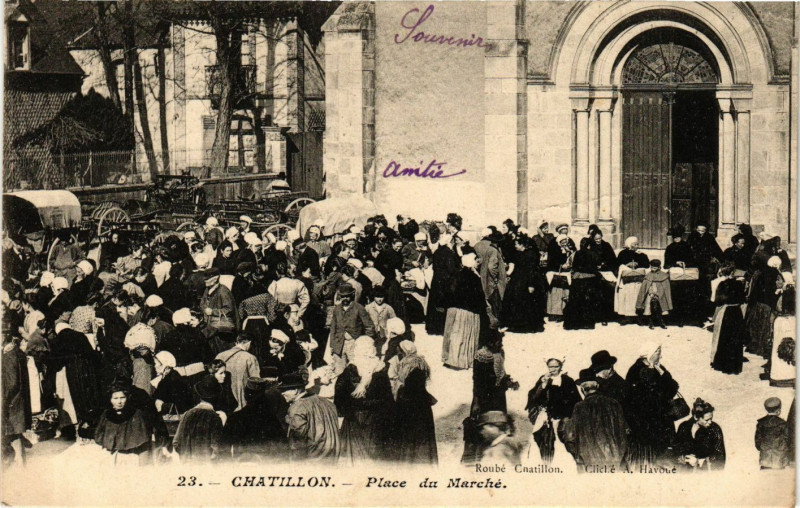 Carte postale ancienne Chatillon-Place du Marche