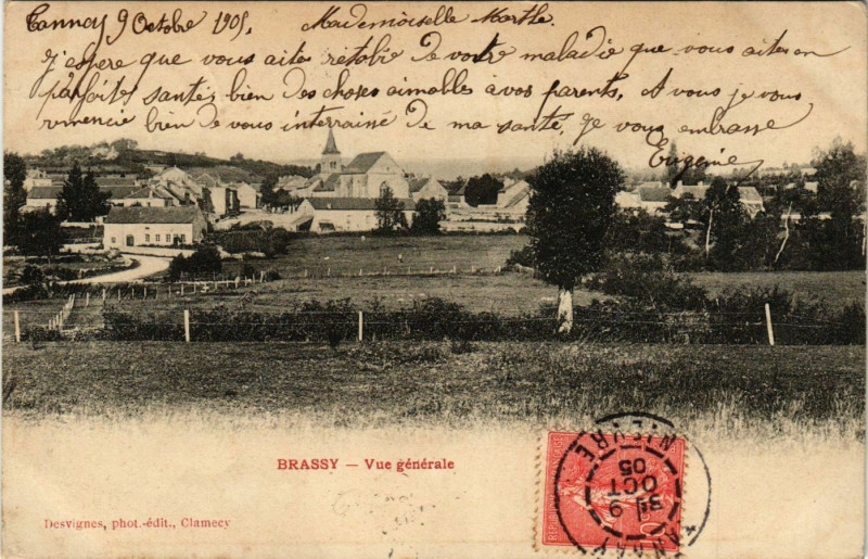 Carte postale ancienne Brassy-Vue générale à Brassy