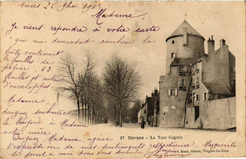 Carte postale ancienne Nevers - La Tour Goguin à Nevers