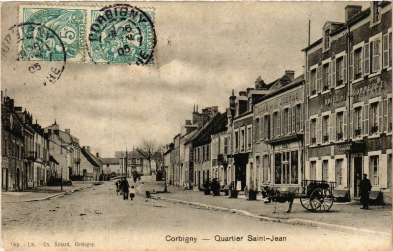 Carte postale ancienne Corbigny - Quartier Saint-Jean à Corbigny