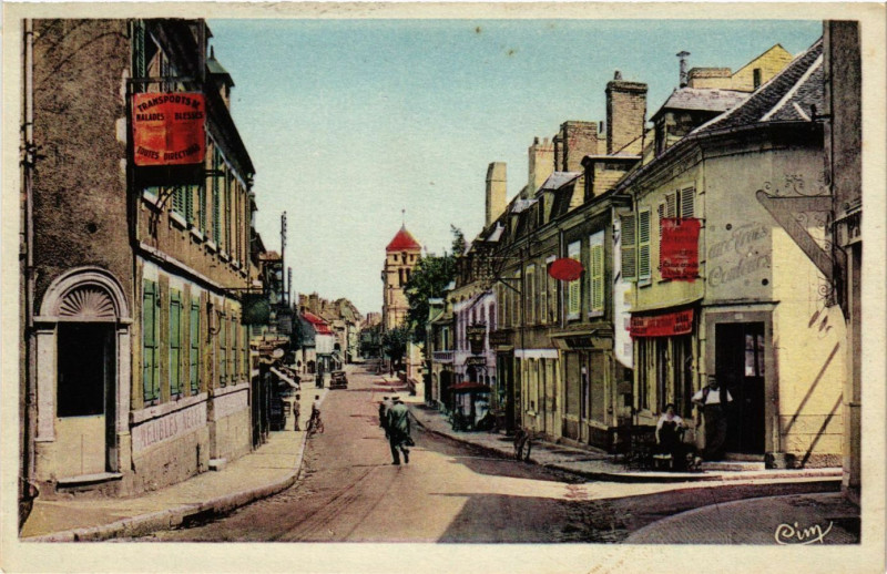 Carte postale ancienne Cosne - Rue Saint-Agnan à Saint-Agnan