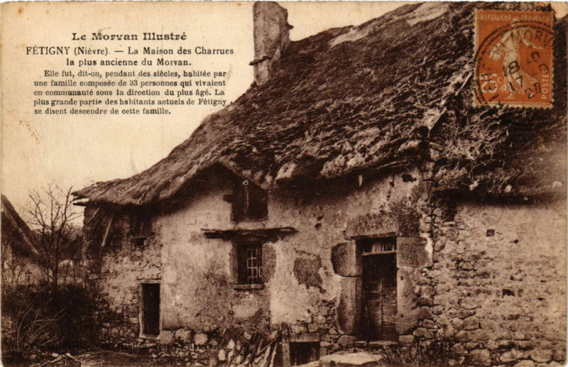 Carte postale ancienne Le Morvan Illustré - Fetigny - La Maison des Charrues