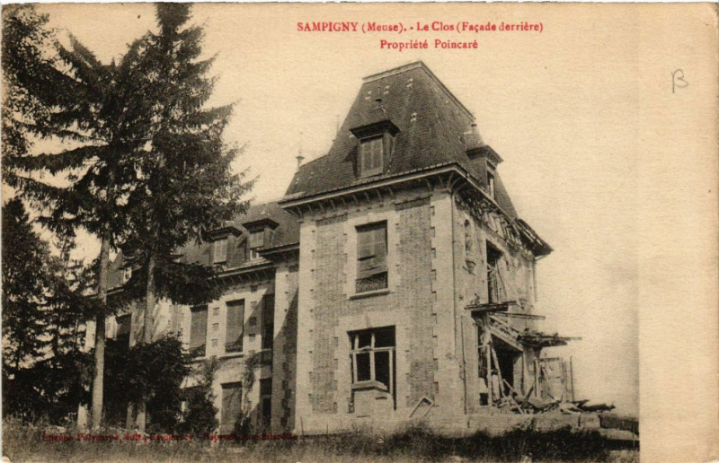 Carte postale ancienne Sampigny - Le Clos - Facade derriere - Proprieté Poincaré à Sampigny