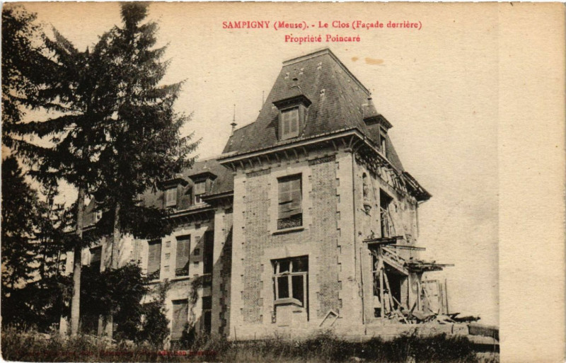 Carte postale ancienne Sampigny - Le Clos - Facade derriere - Proprieté Poincaré à Sampigny