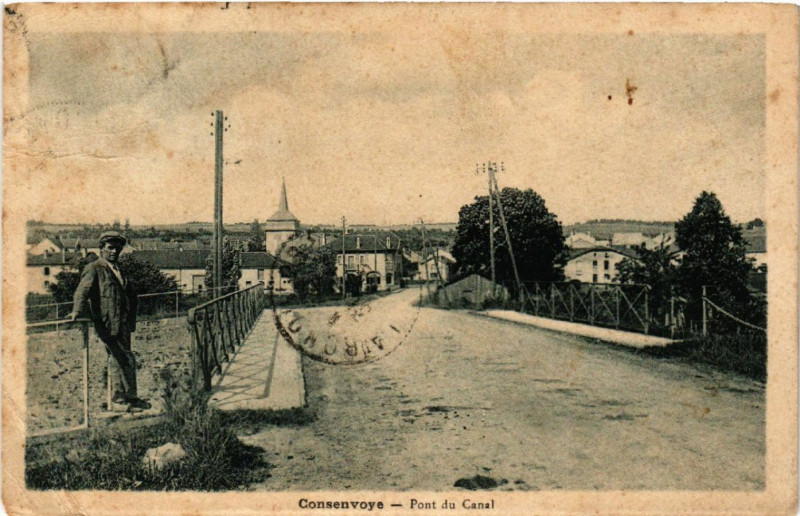 Carte postale ancienne Consenvoye - Pont du Canal à Consenvoye